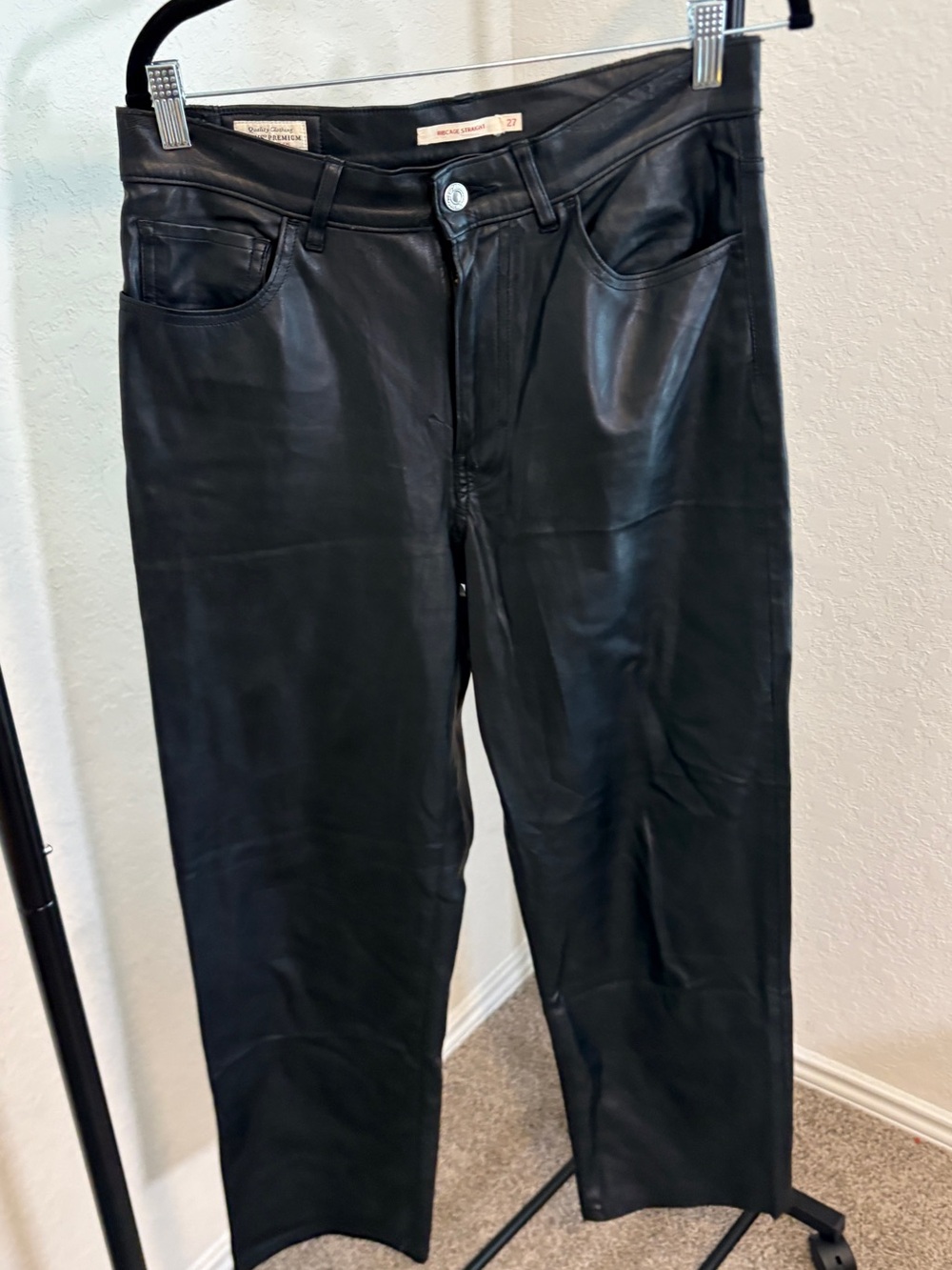 Levi's Black Straight Faux Leather-Look Pants